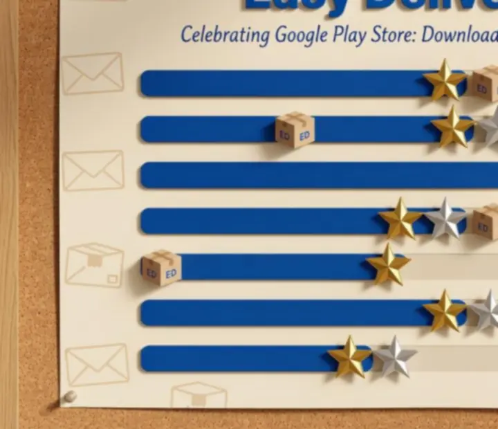 Wykres milestone’ów pobrań i ocen Easy Delivery Co. w sklepie Google Play